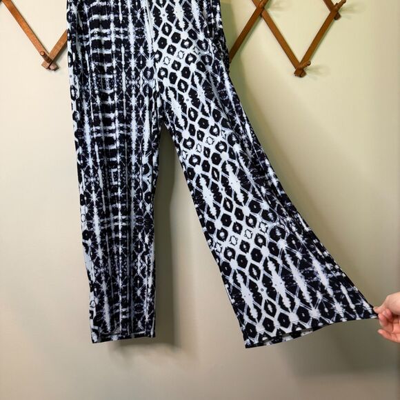 INC International Concepts Navy Tie Dye Wide Leg Cropped Palazzo Pants Medium - Picture 3 of 9